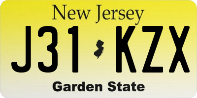 NJ license plate J31KZX