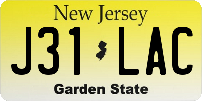 NJ license plate J31LAC