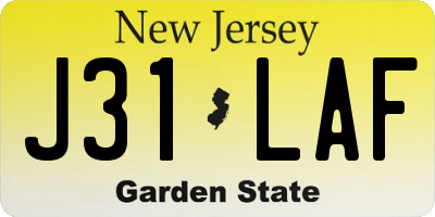 NJ license plate J31LAF