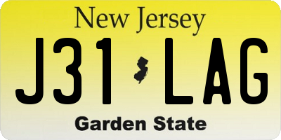 NJ license plate J31LAG