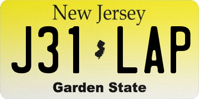 NJ license plate J31LAP
