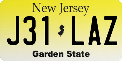NJ license plate J31LAZ