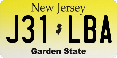 NJ license plate J31LBA
