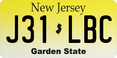 NJ license plate J31LBC