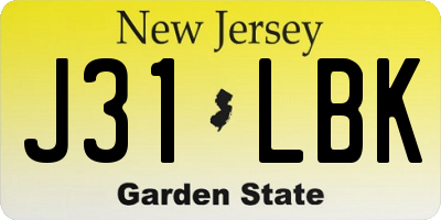 NJ license plate J31LBK