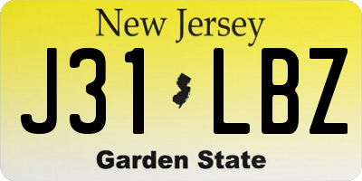 NJ license plate J31LBZ