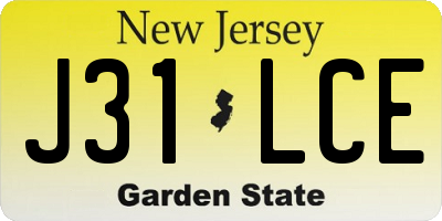 NJ license plate J31LCE