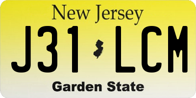 NJ license plate J31LCM