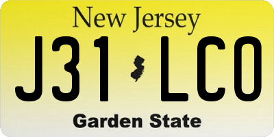 NJ license plate J31LCO