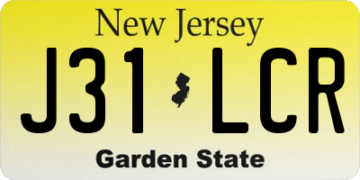 NJ license plate J31LCR