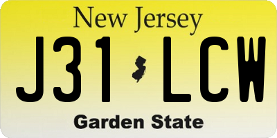 NJ license plate J31LCW