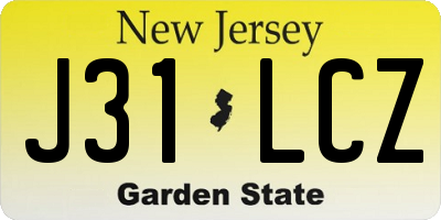 NJ license plate J31LCZ