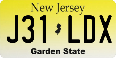 NJ license plate J31LDX