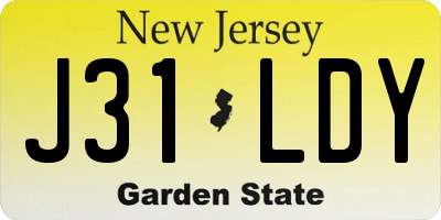 NJ license plate J31LDY