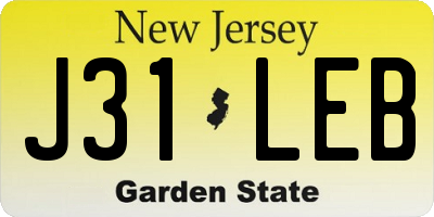 NJ license plate J31LEB