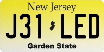 NJ license plate J31LED