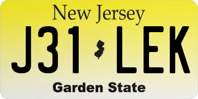 NJ license plate J31LEK