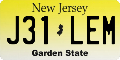 NJ license plate J31LEM