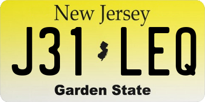 NJ license plate J31LEQ