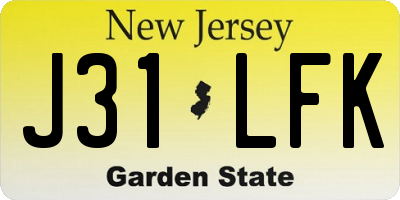 NJ license plate J31LFK
