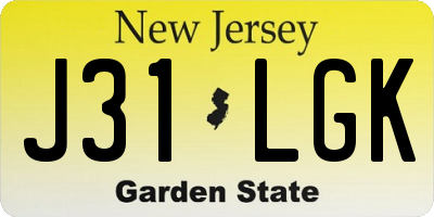 NJ license plate J31LGK