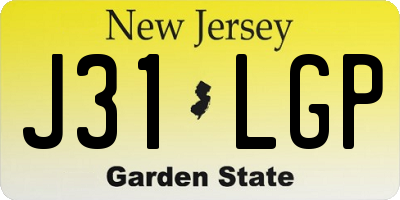 NJ license plate J31LGP