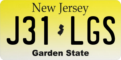 NJ license plate J31LGS