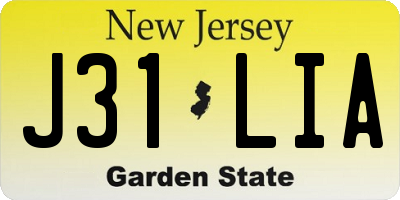 NJ license plate J31LIA