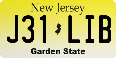 NJ license plate J31LIB