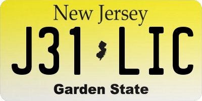 NJ license plate J31LIC