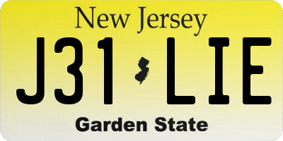 NJ license plate J31LIE