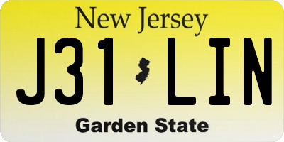 NJ license plate J31LIN
