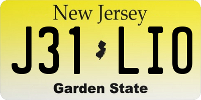 NJ license plate J31LIO