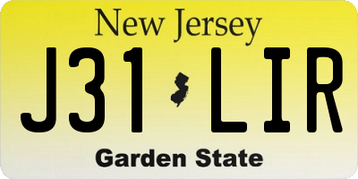 NJ license plate J31LIR