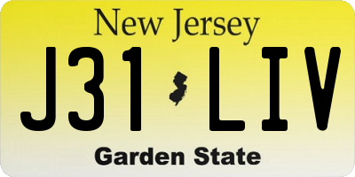 NJ license plate J31LIV