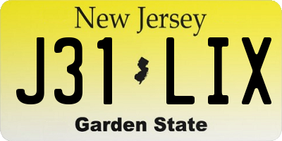 NJ license plate J31LIX