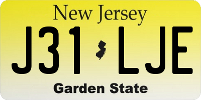 NJ license plate J31LJE