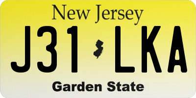 NJ license plate J31LKA