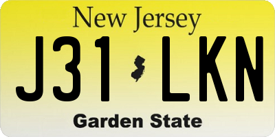 NJ license plate J31LKN