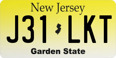 NJ license plate J31LKT