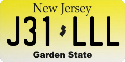 NJ license plate J31LLL