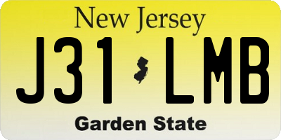 NJ license plate J31LMB