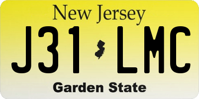 NJ license plate J31LMC