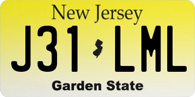 NJ license plate J31LML