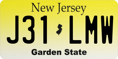 NJ license plate J31LMW