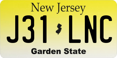 NJ license plate J31LNC