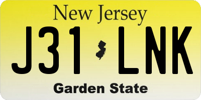 NJ license plate J31LNK