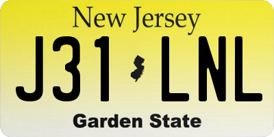 NJ license plate J31LNL