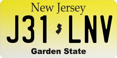 NJ license plate J31LNV
