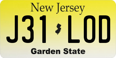 NJ license plate J31LOD
